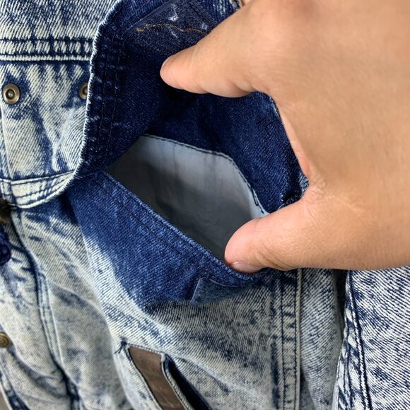 Vintage Horizon Outer Wear Jacket Adult Large Acid Wash Mario Blue Jean Denim - Picture 9 of 16